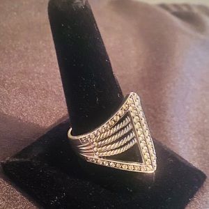 Yours by Loren .93ct White Zircon "Brooklyn Bridge" Sterling Silver Ring